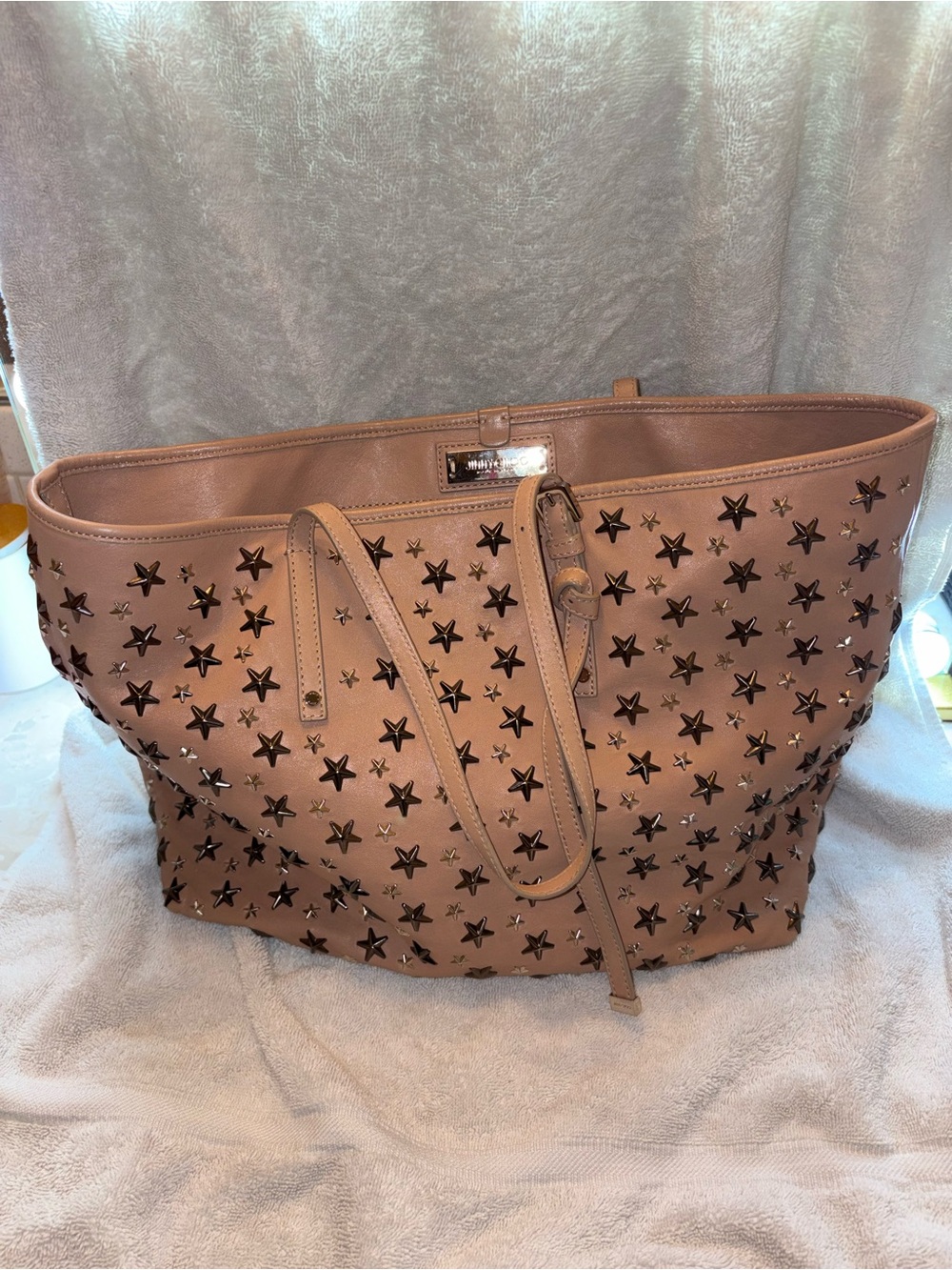 Jimmy Choo Studded Star Tote Bag in Blush Pink Authentic - Picture 2 of 5